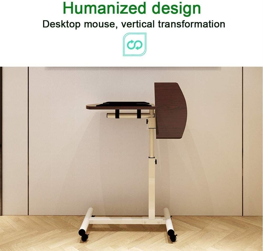 Mesa Auxiliar para sofá con Ruedas y Altura Ajustable, Escritorio portátil para portátil para Cama, Uso médico, hospitalario y doméstico, con portavasos, para estudiar, Leer y Toma