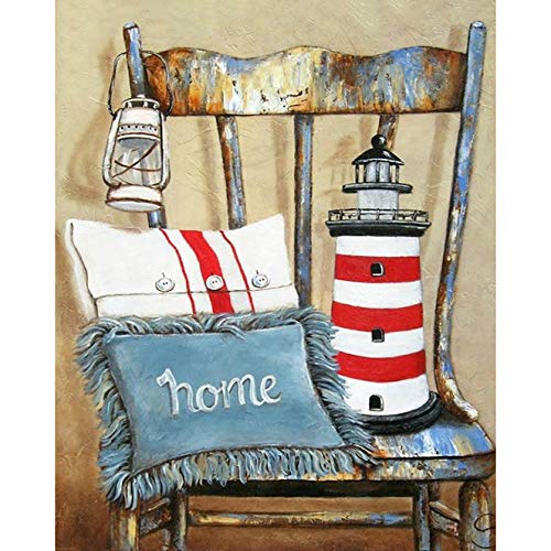 Bimkole Diamond Painting 5D DIY Diamant Peinture Chaise Phare Bricolage Plein Forage Cristal Strass...