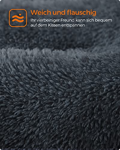 Feandrea Hundebett, Hundekissen, Flauschige Hundematte, Langer Plüsch, 95 x 60 cm, weiche Polsterung, maschinenwaschbar, multifunktional, dunkelgrau PGW202G02
