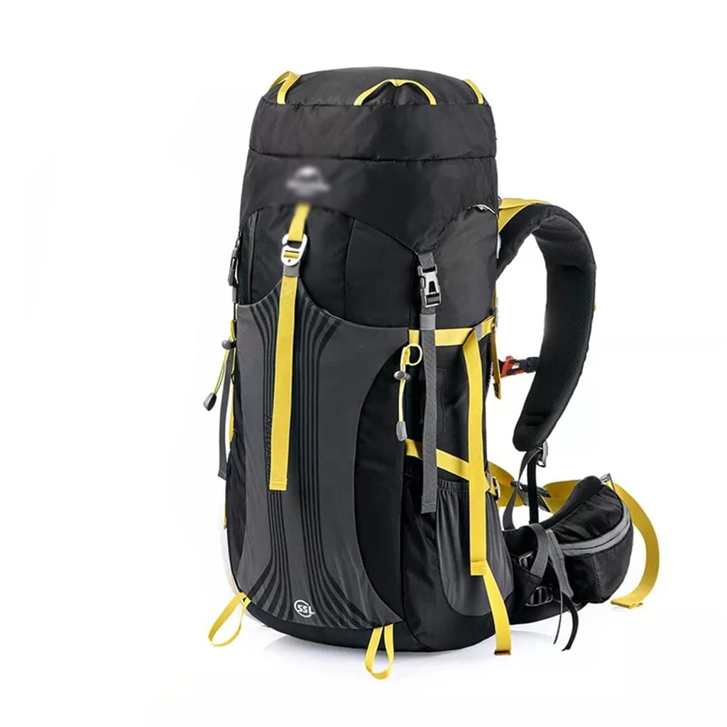 N/A Outdoor Backpack Mountaineering Bag Men and Women Hiking 55L Large Capacity Bag (Color : Black, Size : 76x32x23cm)