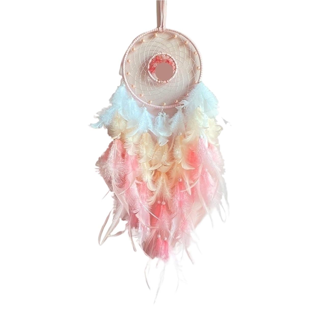2 pezzi di acchiappasogni ragazza cuore gioielli fatti a mano campanelli eolici decorazione della stanza creativa per Esposizione(Pink)