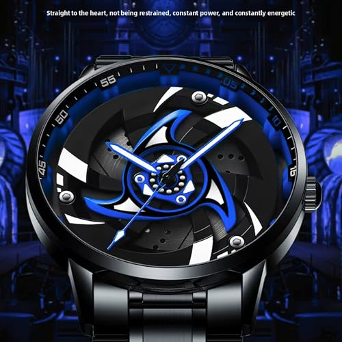 Image of GOLDENIZE FASHION Branded Men's Sport Quartz Watch Arrow Wheel Dial 360 Rotating Casual Fashion Stainless Steel Alloy Mens & Boy's Luxury Metal Gift Creative Watch