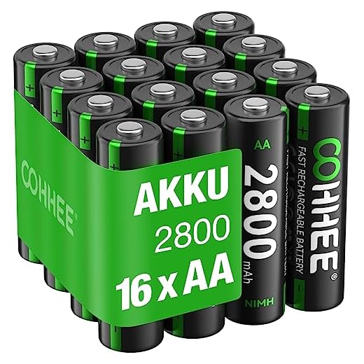 OOHHEE 16 pilas AA NI-MH, pilas AA recargables, batería AA de 1,2 V, 2800 mAh de alta capacidad, baja autodescarga, con caja de protección de batería
