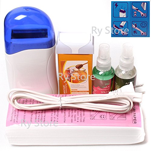 RY US Store 5 in 1 Roll-on Refillable Depilatory Hot Wax Heater Honey Waxing Roller Hair Removal Cartridge Kit Warmer Sa
