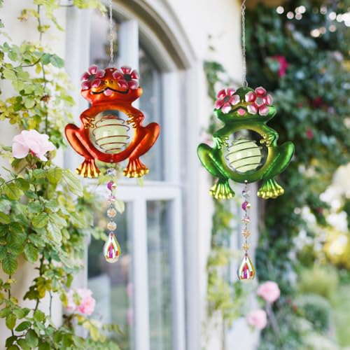 38% Off Hand-Painted Metal Frog Sun Catchers 2-Pack - Image 3
