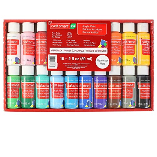 Craft-Smart-Acrylic-Paint-Set-Value-Pack-16-Colors--All-Purpose-Paint-Kit-for-Beginners-and-Professionals