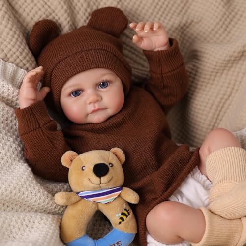 BABESIDE Reborn Puppe - 17 Zoll Lebensechte Echte Babypuppen Baumwoll Körper - Weiches Vinyl Realistische Neugeborene Wie Echtes Baby für Kinder ab 3 Jahren Mit Zubehör