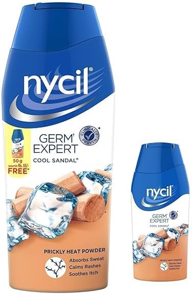 Nycil Germ Expert Cool Sandal Prickly Heat and Cooling Powder - 150 g + 50 g Free