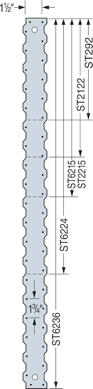 Simpson Strong-Tie ST2215 ST 16-5/16 in. 20-Gauge Galvanized Strap Tie (Pack of 50)