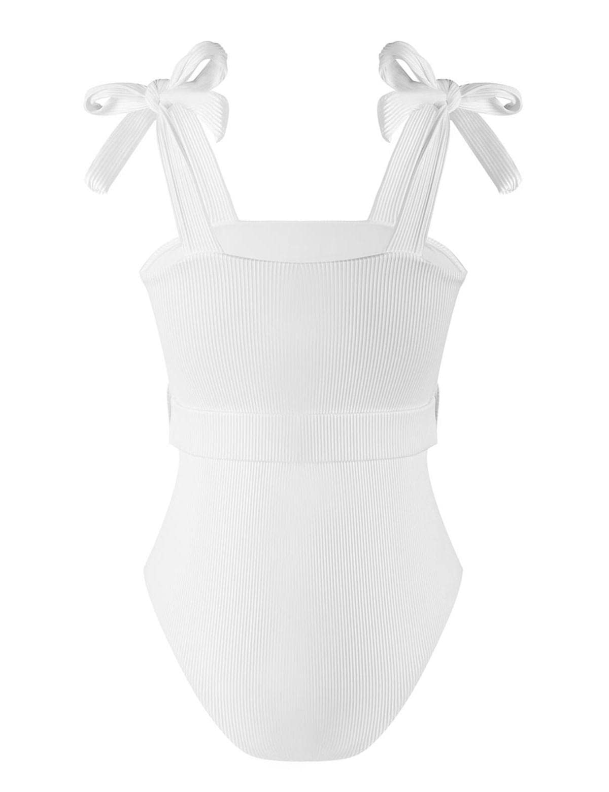 TSMEZA Women's One Piece Swimsuits Belt Tummy Control Bathing Suits Tie Shoulder Swimwear
