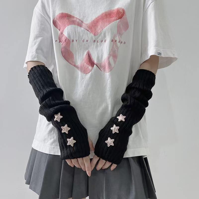 Image of Star Arm Warmers Print Two Side Wear Leg Warmers Set Y2k Girls Japanese Kawaii Harajuku Accessory