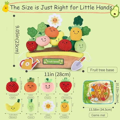 Image of Baby Toys 6-12 Months, My First Fruits Vegetables Color Shape Sorting Montessori Toys, Plush Crinkle Rattle Textures Sensory Toy for 1 Year Old Boys Girls, Toddler Valentines Day Easter Baby Gifts