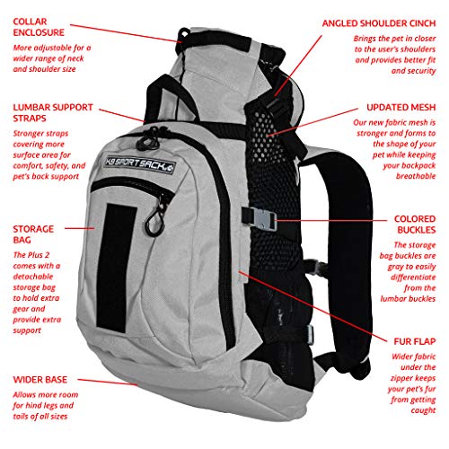 K9 Sport Sack | Dog Carrier Adjustable Backpack (Small, Plus 2 - Light Grey) - Image 4