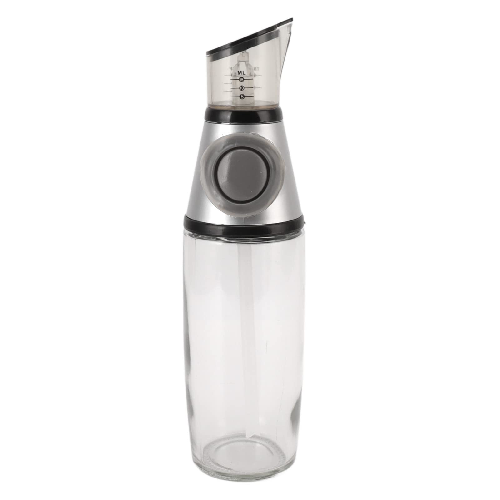 Bottiglia Dispenser per Olio, 500ml Dispenser per Olio da Cucina in Vetro con Pompa Graduata Bottiglia Dispenser per Olio e Aceto Ricaricabile per Cucinare, Insalate (Argento)