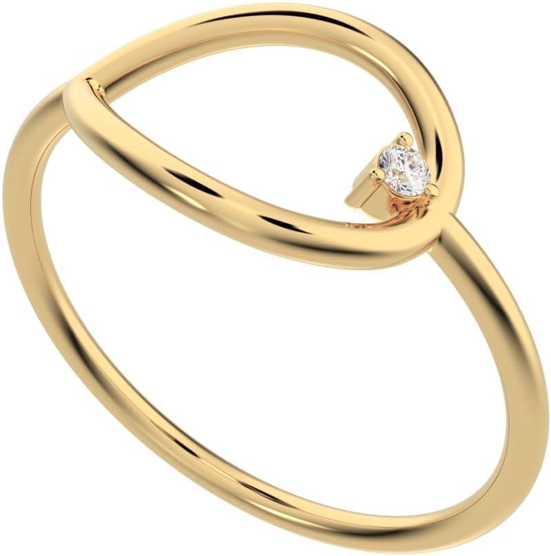 Clara Pucci 0.03 Ct Round Cut Diamond Dainty Minimalist 1 Stone Vertical Eye Abstract Cocktail Solid 14K Yellow Gold Everyday Ring
