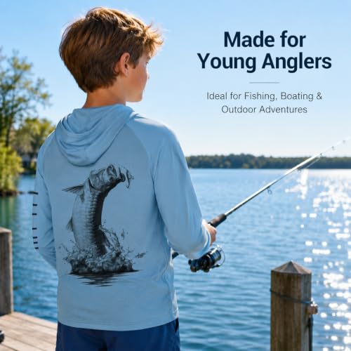 Image of Palmyth Boys Fishing Shirt UPF 50+ Youth Long Sleeve Shirts with Hooded