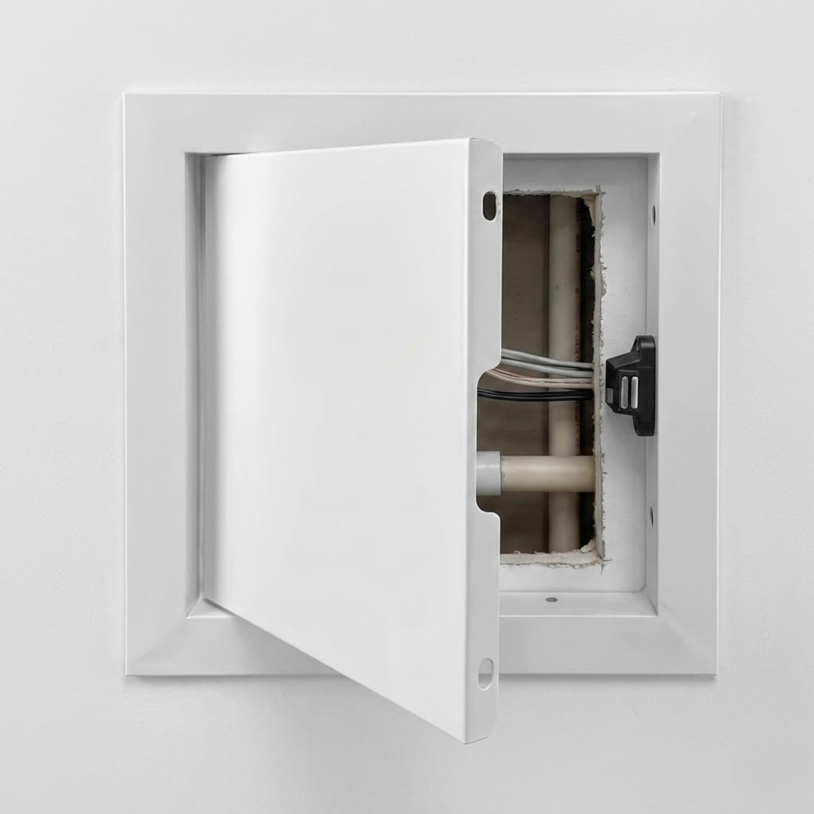 Yqyhnb White Aluminium Access Panel 300X300mm, Paintable Flush Fit Inspection Hatch With Push-Click Mechanism, Concealed Hinge For Wall & Ceiling Drywall, Plumbing & Electrical(,16X24in)