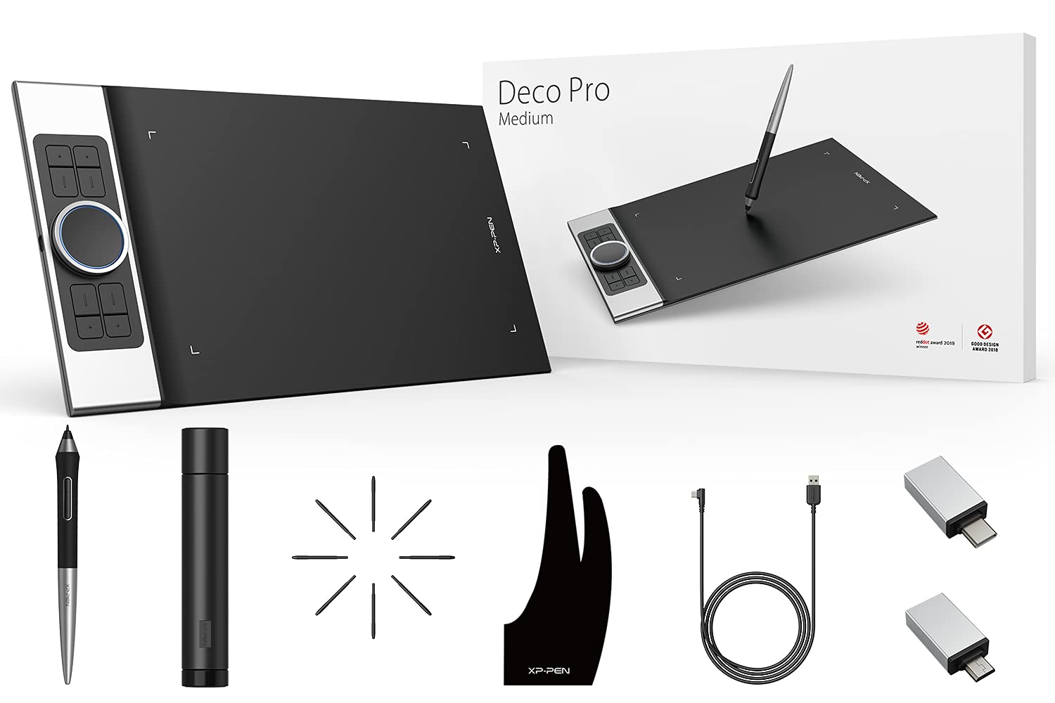 XPPen Deco Pro Medium Tablette Graphique Android 11x6 Pouces 8192 Niveaux Stylet Double Roulettes 8 Raccourcis