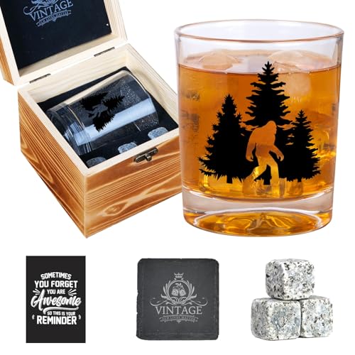 Bigfoot Whiskey Glass - Funny Bigfoot Gifts for Men, Funny