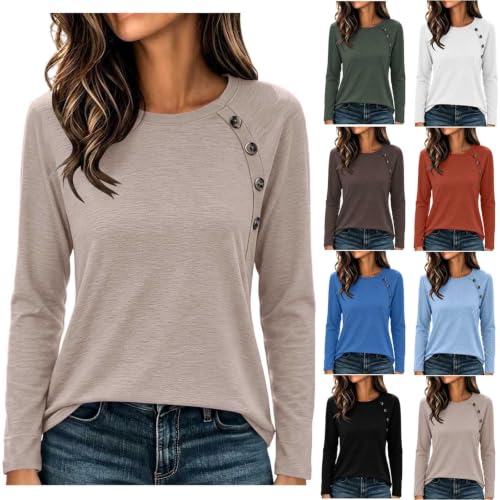 Fall Tops for Women 2026 Trendy Crewneck Long Sleeve Pullover Cozy Casual - image 1