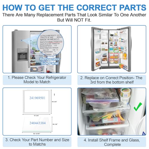 image for ALVAR UPGRADED 241969501 Refrigerator Shelf Frame With Glass, Crisper 