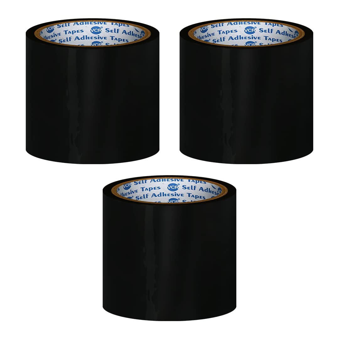 VCR Black Color Tape - 50 Meters in Length - 96mm / 4" Width - 09 Rolls Per Pack - BOPP Self Adhesive Tape for Arts and Craft use, Box Packing, Office and Home use (B07RVFX4CT) Amazon Price History, Amazon Price Tracker