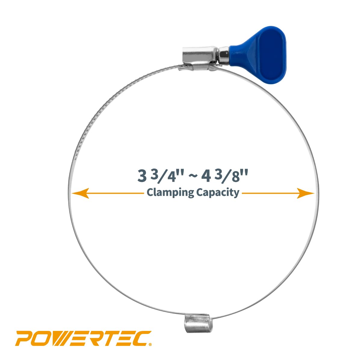 POWERTEC 70225 4 Inch Right Hand Keyed Bridge Easy Turn Thumb Screw Adjustable Stainless Steel Hose Clamps for Dust Collectors and Dryer Vent 5PK Metallic - Image 2