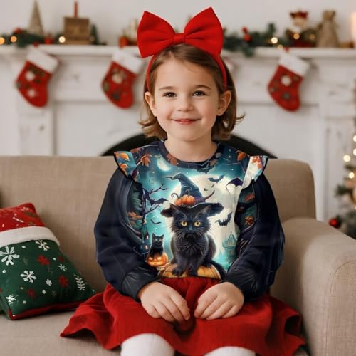 Xpyiqun Sweatshirt for Girls 1-8 Years Ruffle Crew Neck Pullover Top Kids Long Sleeve Graphic Shirts3