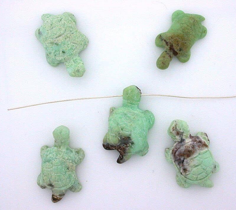Miniatura 2 de Una gema de tallado de cuentas focales talladas con crisoprasa natural de tortuga de 1 1/4 a 1 1/3 pulgadas