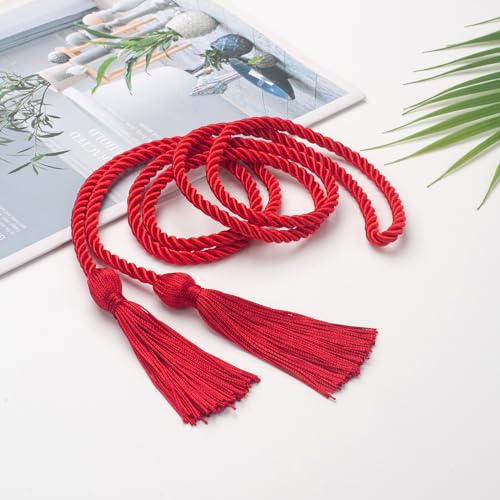 Image of ONUPGO Red Graduation Cord, Graduation Honor Cords Rayon Braided Tassel Cord for 2026, 68 inch Polyester Yarn Long Robe Honor Rope for Graduation Students, Bachelor Gown