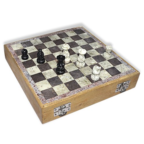 Dakshcraft Wooden Chess Set Marble Pieces From India, 8" #TOP5