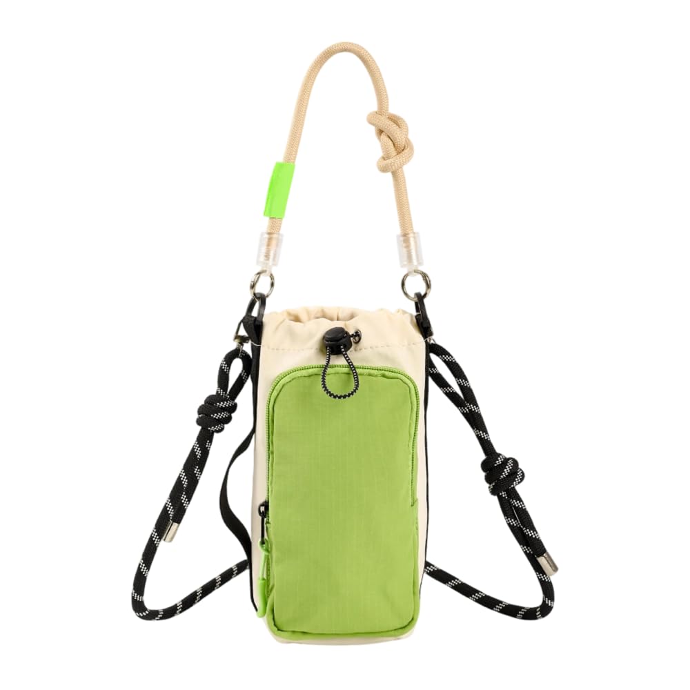 MiOYOOW Water Bottle Carrier Bag, Lightweight Crossbody Sling Bottle Pouch with Pha Pocket for Hiking Travel Camping