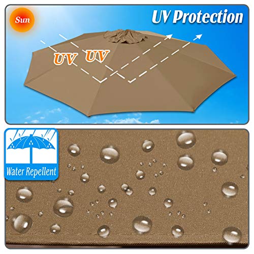 Strong Camel Replacement Canopy For 9Ft 8Rib Hanging Umbrella Outdoor Patio Umbrella Polyester Top Cover (Brown) #TOP3