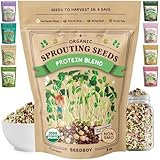 Grow Your Sprouts - No Garden Needed - Grow crisp, fresh greens anywhere—whether in a tiny apartment, busy workspace, or on the go. Sprout our Organic Protein Blend in a jar for a crunchy, nutrient-rich addition to meals. Our seeds are ideal for heal...