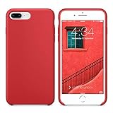 SURPHY Cover Compatibile con iPhone 8 Plus/iPhone 7 Plus, Custodia in Silicone Liquido Cover Antiurto con Fodera in Microfibra, Ultra Sottile Protettiva Case per iPhone 8/7 Plus 5.5 Pollici, Rosso