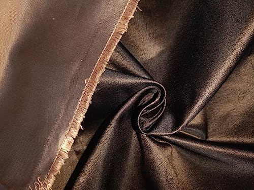 Tissu soie hollandaise satin marron et rose pâle de largeur 137 cm