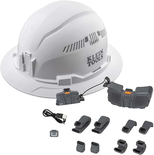 Klein Tools Ventilador de refrigeración portátil 60155 para cascos duros y cascos de seguridad, alimentado por batería recargable USB para enfriar