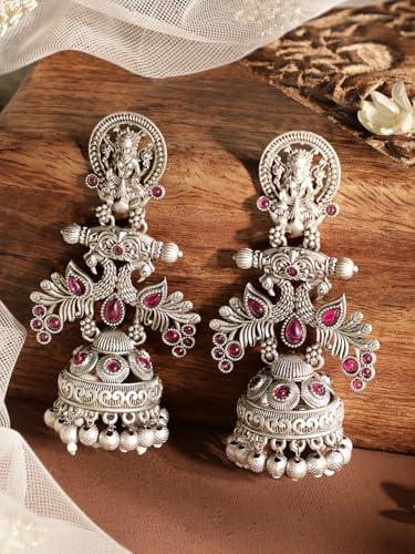 Image of Rubans Jhumka Earrings for Women & Girls | Wedding Jhumki Traditional Fashion Oxidised Ethnic Designer Jewellery Statement Gift