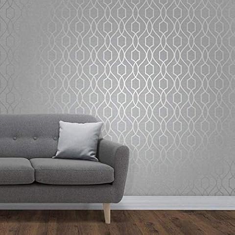 Fine Decor FD41995 UK Apex Trellis Sidewall Wallpaper, Stone/Silver,Roll (10.05 x 0.52m approx.) Cover