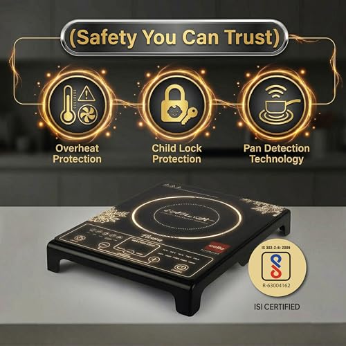 Image of CELLO Blazing Fleura Induction Cooktop Stove 2000 Watts Black | Compact & Portable, Strong & Effiecient Heating Power, 3 Preset Menu, Quick Cooking with Different Tempreature Modes | 1 Year Warranty
