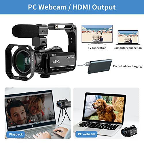 Caméscope 4K anti-tremblement avec micro pour vlogs YouTube nets - 5