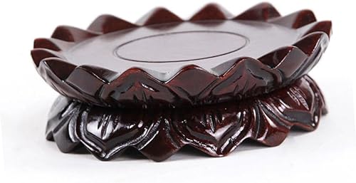 Miniatura 2 de MERRYHAPY Base de estatua de decoración de loto Decoración de jarrón Decoración de madera con forma de loto Base de madera Soporte de exhibición