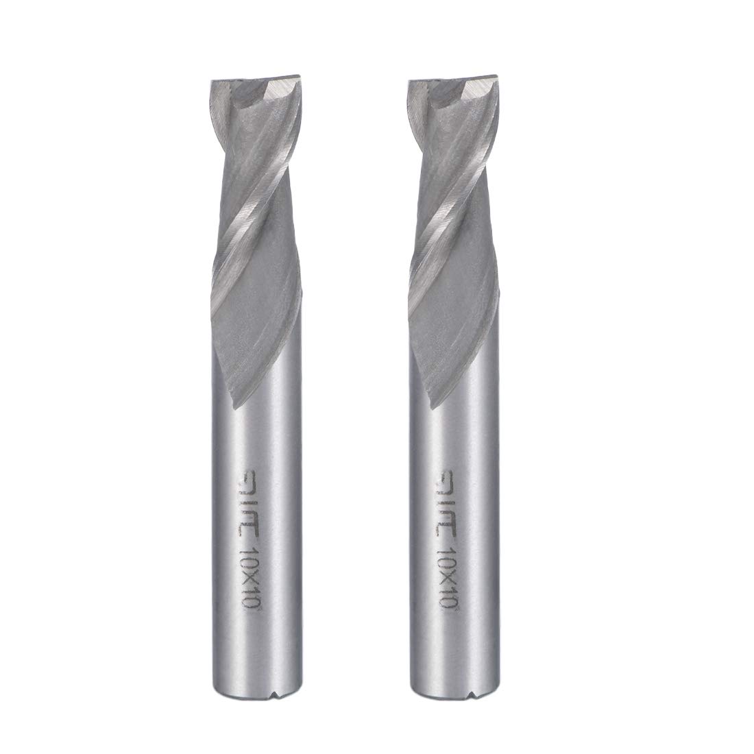 uxcell 2pcs 10mm Shank 10mm x 22mm Straight Flat Nose End Mill Cutter CNC Router Bits 2 Flute