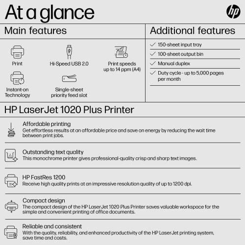 Image of HP 1020 Plus Single Function Laser Printer (Black)
