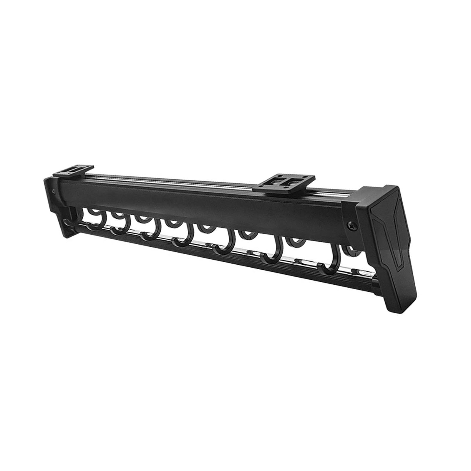 CUNZJIA Black Aluminum Extendable Slide Track Pull Out Clothes Hanger Hook for Wardrobe and Closet