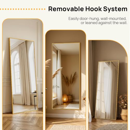 Image of Gold Mirror Full Length, 21 inchx64 inch Rectangle Full Body Mirror with Stand