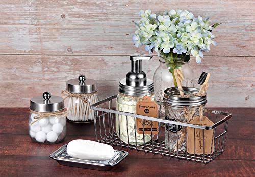image for SheeChung Mason Jar Bathroom Accessories Set(6PCS) - Foaming Soap Disp
