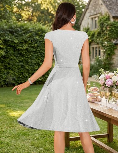 Image of DRESSTELLS Women's Cocktail Dresses, Formal Wedding Guest Modest Church Vintage Tea Party Midi Evening Dress