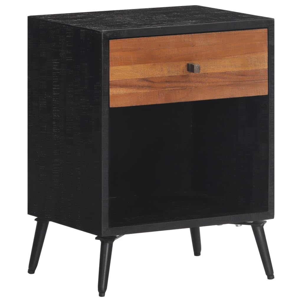 Table de Chevet 40x30x50 cm en Bois Massif de Teck Homgoday avec Tiroir de Rangement