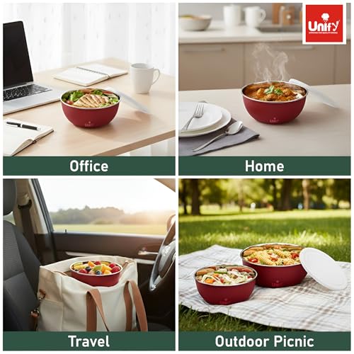 Image of Unify 3 Pieces Stainless Steel Bowl Set with Lid (1100ml, 750ml, 550ml) | Food Grade Steel Mixing & Storage Bowls | Multipurpose Kitchen Container for Dal, Sabzi, Curd & Leftovers